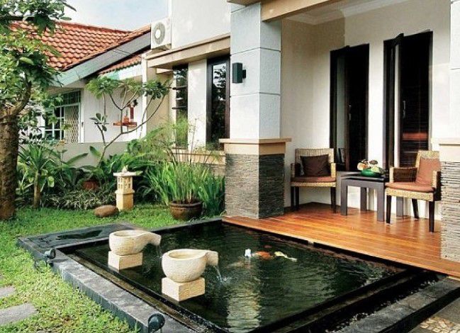 model teras depan rumah kampung minimalis