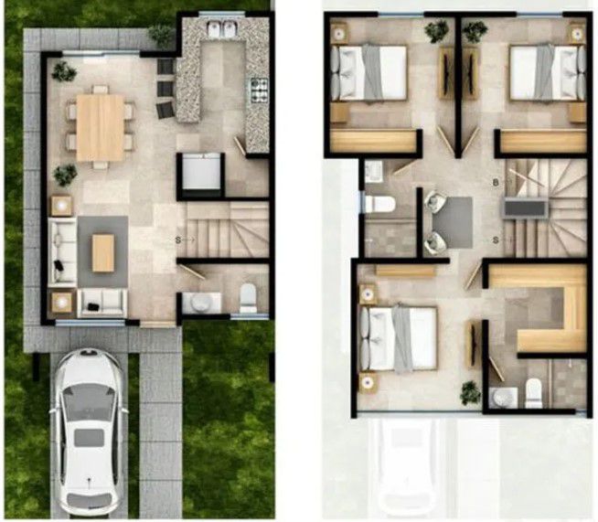 Denah Rumah 8x8 2 Lantai