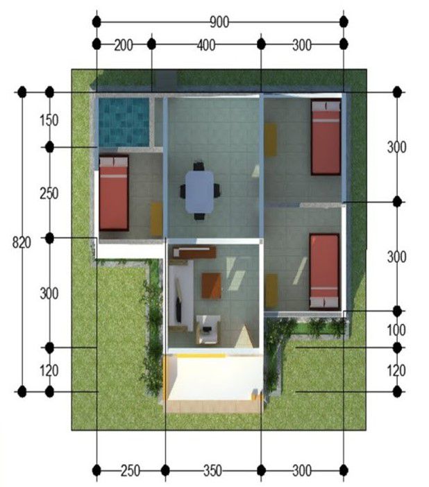Rumah Minimalis 3 Kamar Tidur ukuran 8x9