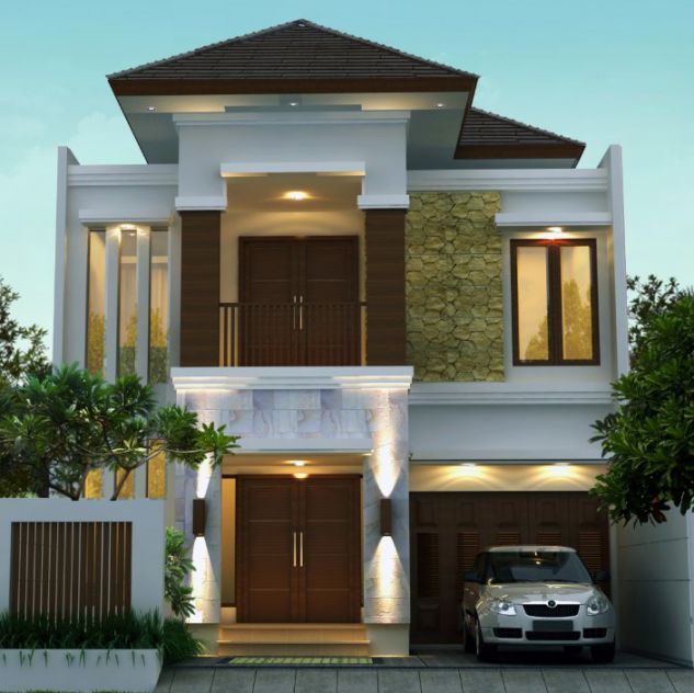 Tampak depan rumah minimalis 2 lantai lebar 8 meter
