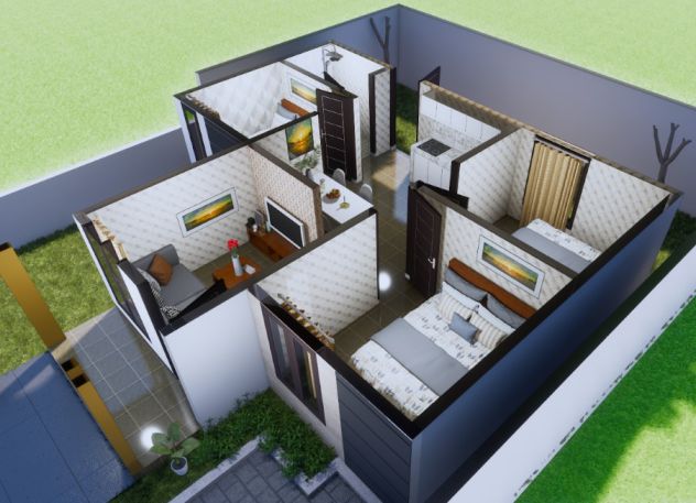 Desain rumah 7x7 3 kamar tidur
