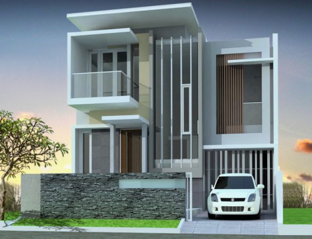 Gambar rumah minimalis modern 2 lantai tampak depan