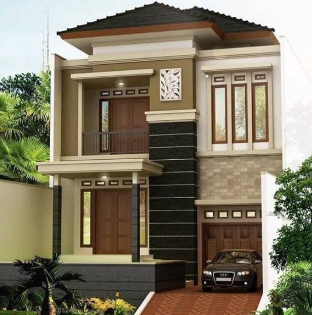 Tampak Depan Rumah Minimalis 2 Lantai dengan Lebar 6 Meter