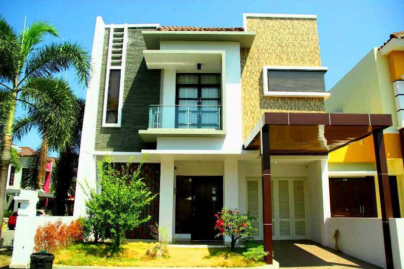 model teras rumah 2 lantai tampak depan
