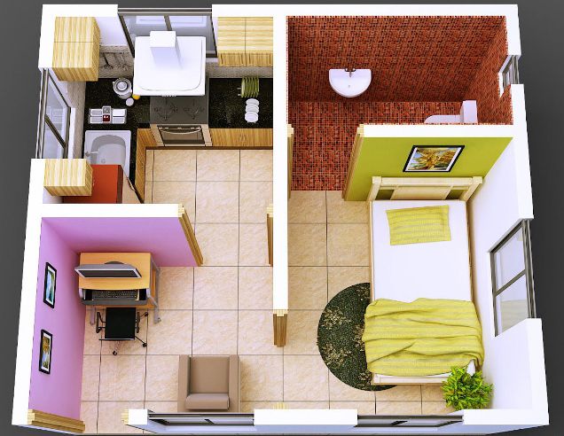 Denah Rumah Tipe 21 1 Kamar Tidur