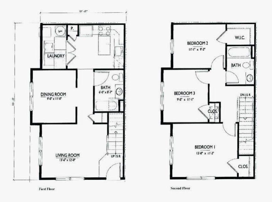 denah rumah 6x10 2 lantai 3 Kamar dengan Laundry