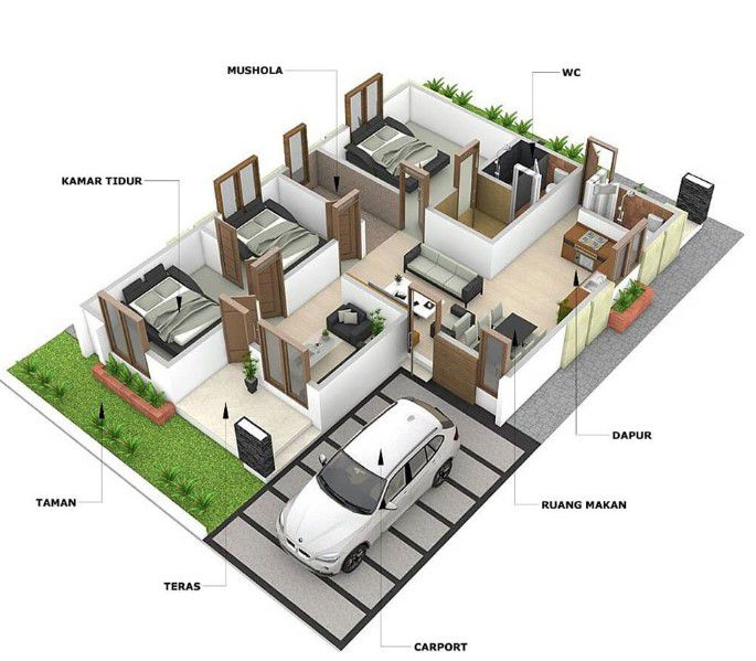 Inspirasi Desain Rumah 9x6 3 Kamar Tidur