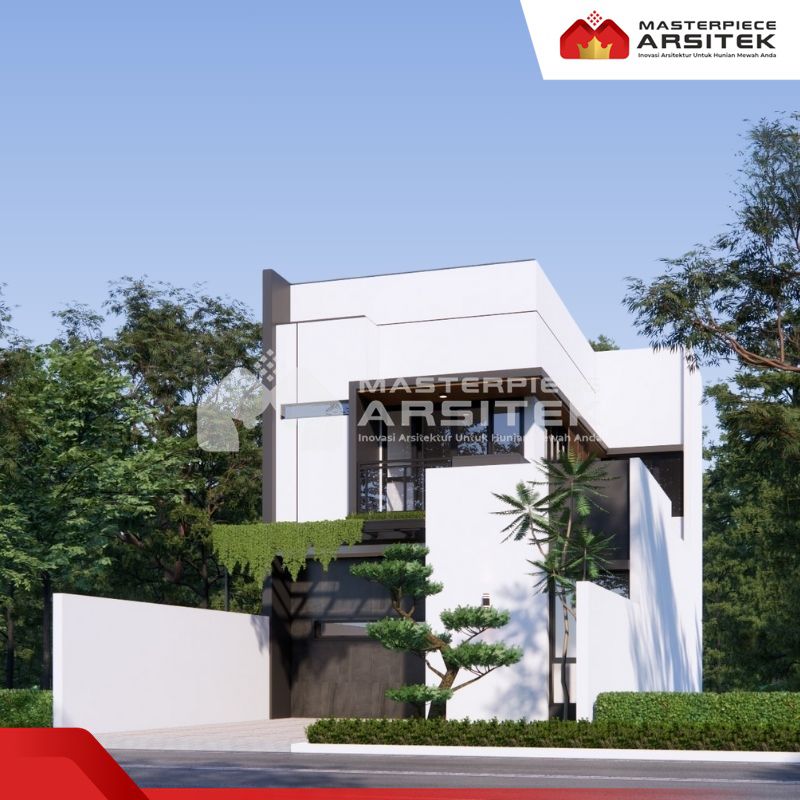 Desain Rumah Kotak 1 Lantai Warna Putih