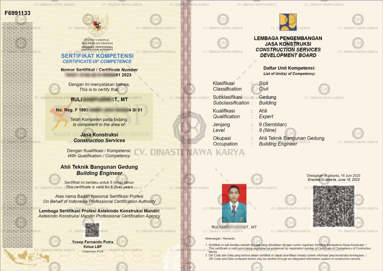 SKK (Sertifikat Kompetensi Kerja) Sipil Masterpeice Arsitek