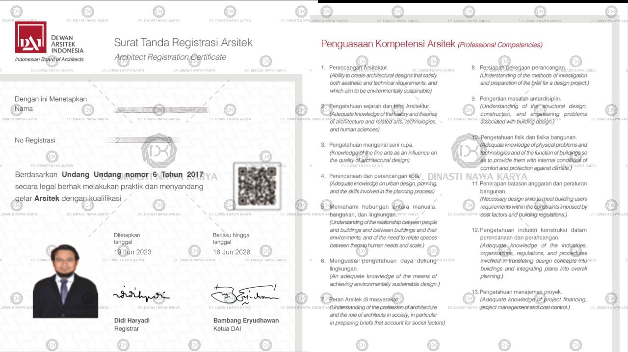 STRA (Surat Tanda Registrasi Arsitek) Masterpiece Arsitek