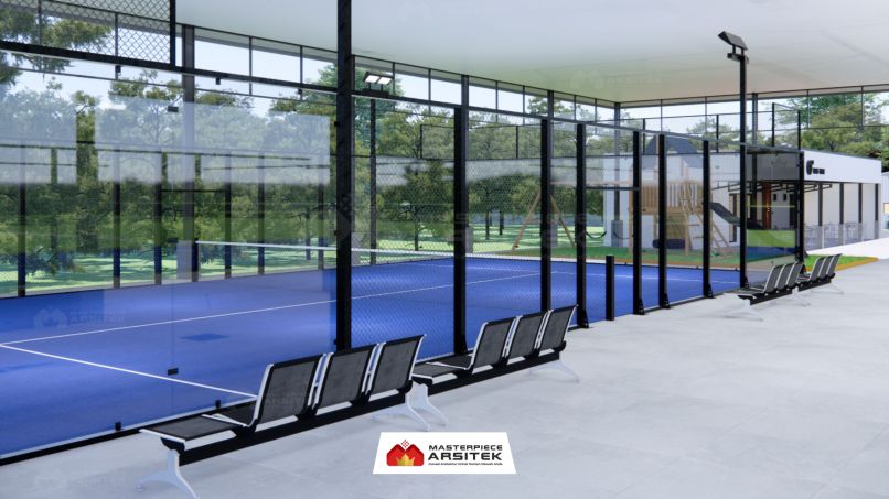 Desain Lapangan Pdel Semi-Indoor