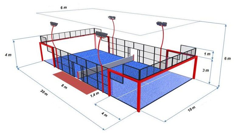 ukuran lapangan padel