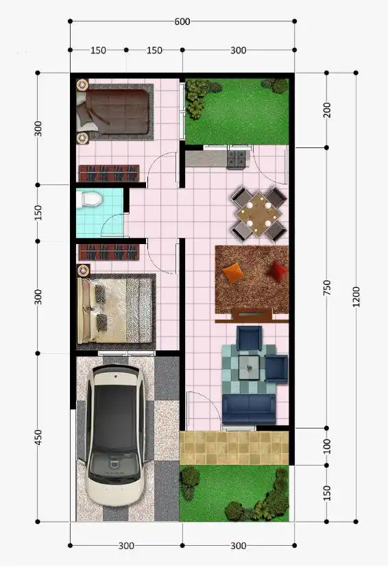 Denah Rumah Tipe 45 1 Lantai
