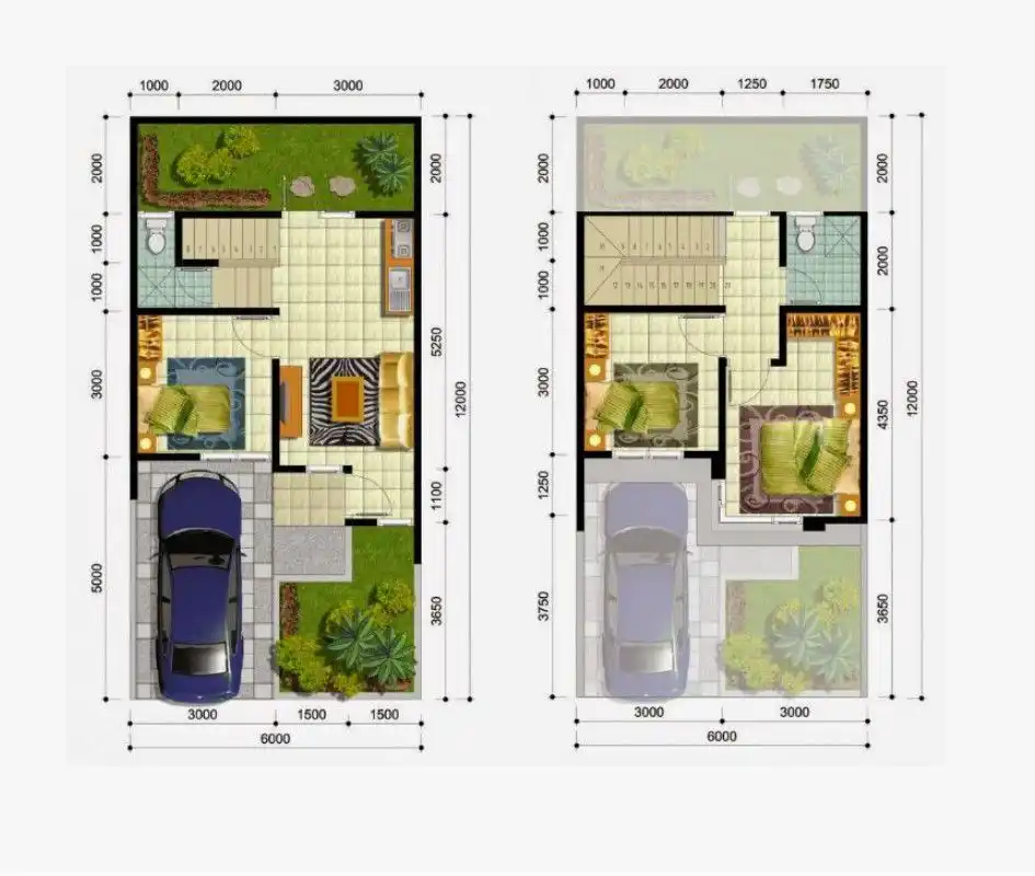 Denah Tipe 45 2 Lantai dengan 3 Kamar Tidur