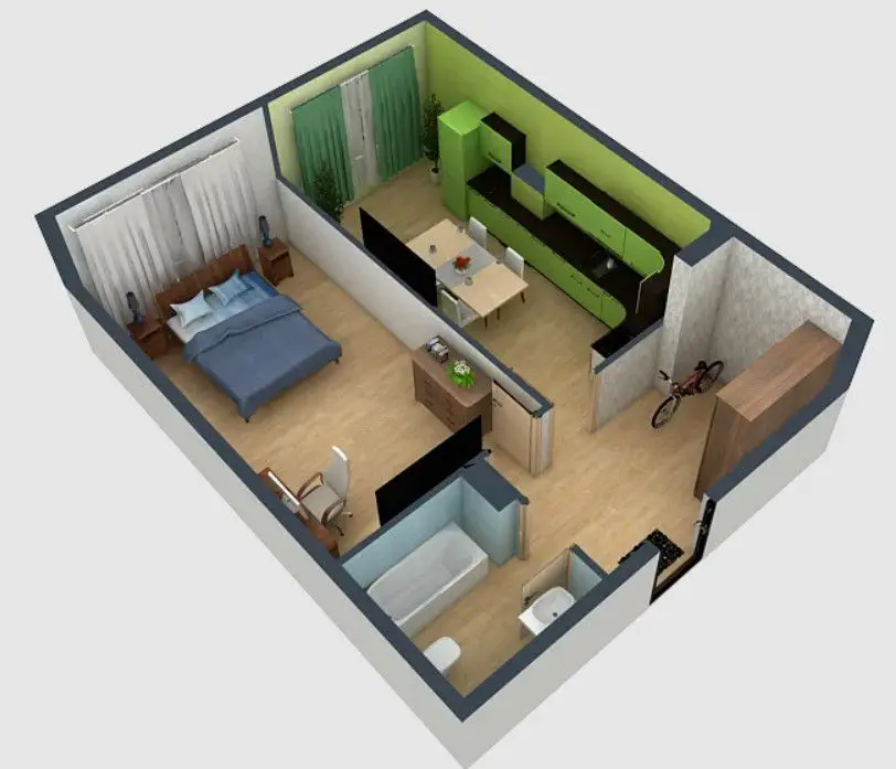 desain rumah kecil tipe 45 dengan 1 kamar tidur